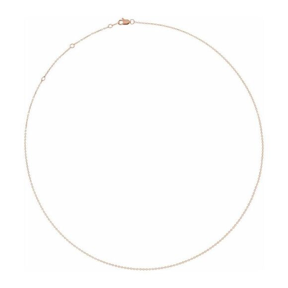 1mm 14K Rose Gold Diamond-Cut Solid Cable Chain Necklace, 16-18 Inch - Picture 2 of 4